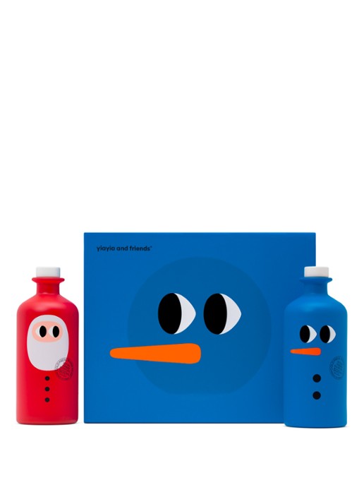 yiayia and friends Santa & Snowman Duo Extra Vierge olijfolie 2 x 500 ml in geschenkverpakking