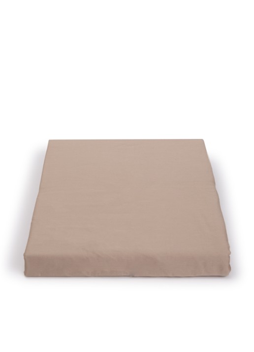 Yumeko Hoeslaken van katoensatijn 300TC, hoekhoogte 30 cm - voorkant 3 donkerbeige
