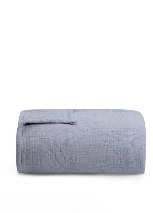 Yumeko Mousseline bedsprei van gewassen linnen 200 x 230 cm - detail 4 lavendel
