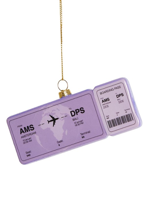 Yup in de Boom Boardingpass Amsterdam - Bali kersthanger 1,5 cm