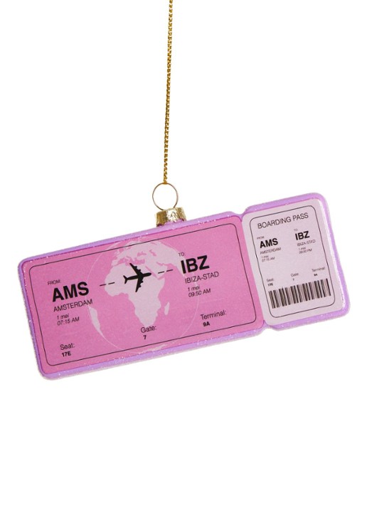 Yup in de Boom Boardingpass Amsterdam - Ibiza kersthanger 1,5 cm