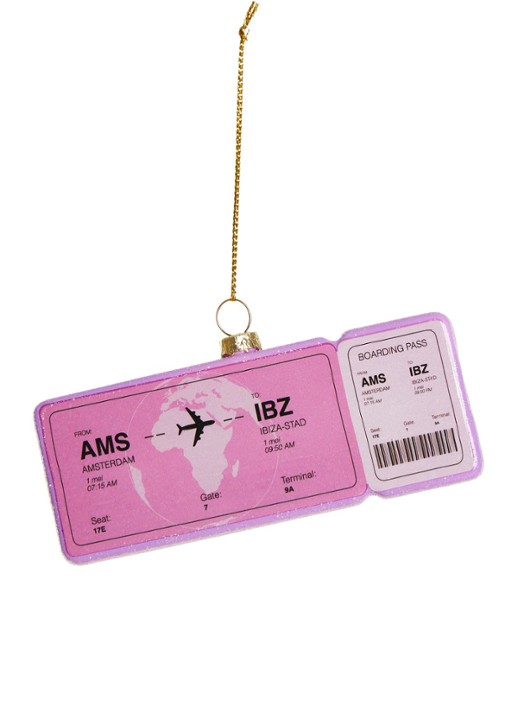 Yup in de Boom Boardingpass Amsterdam - Ibiza kersthanger 12 cm