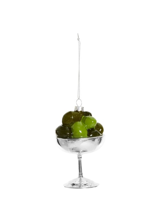 Yup in de Boom Coupe Olijven kersthanger 6,5 cm - voorkant olijfgroen