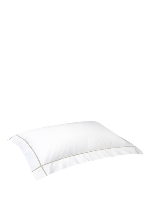 Yves Delorme Athena kussensloop van katoen perkal 500TC - voorkant beige