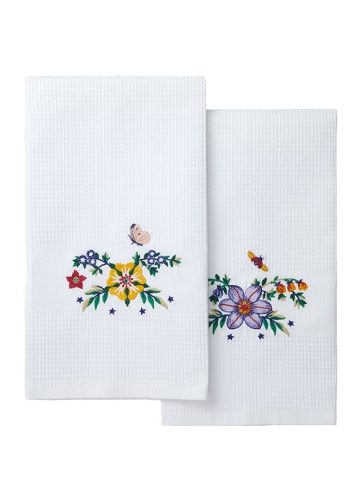 Yves Delorme Botanic gastendoek - 42 x 70 cm set van 2 - voorkant 4 wit