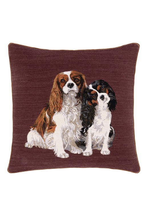 Yves Delorme Charlies sierkussenhoes in wolblend 45 x 45 cm - voorkant 2 roodbruin