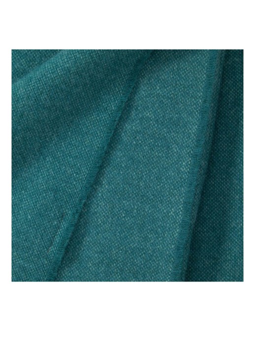 Yves Delorme Club plaid van wol met franjes 130 x 170 cm - achterkant 3 petrol