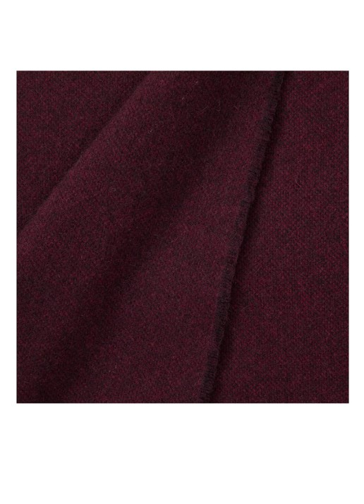 Yves Delorme Club plaid van wol met franjes 130 x 170 cm - achterkant bordeauxrood