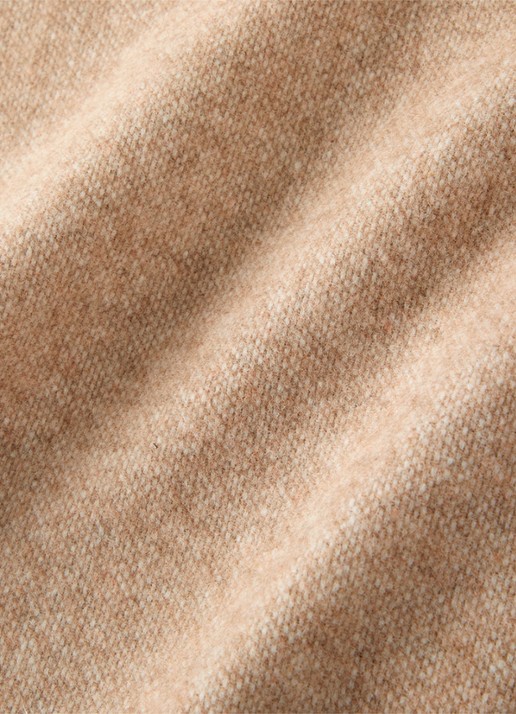 Yves Delorme Club plaid van wol met franjes 130 x 170 cm - voorkant 2 beige