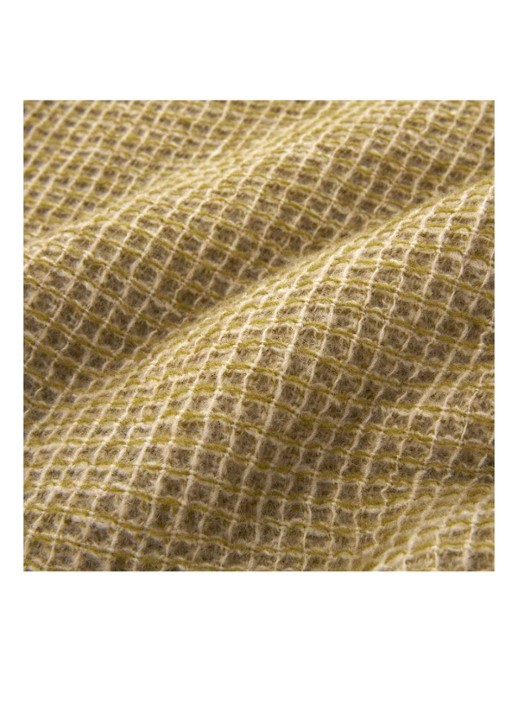 Yves Delorme Cosy plaid van scheerwol met franjes 130 x 170 cm - detail 3 zand