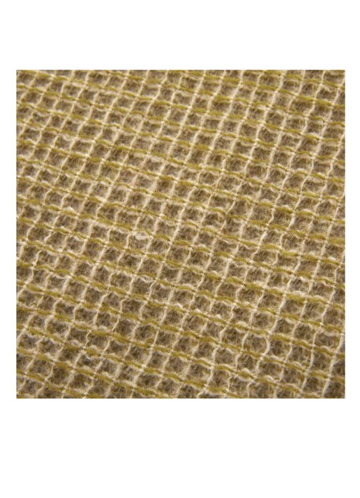 Yves Delorme Cosy plaid van scheerwol met franjes 130 x 170 cm - voorkant 2 zand