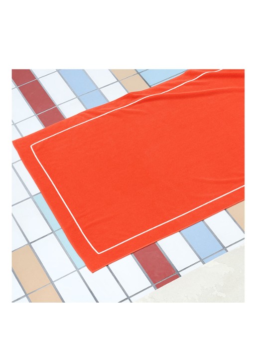 Yves Delorme Croisiere strandlaken  - 480 gr/m2 - 92 x 200 cm - voorkant 5 oranjerood