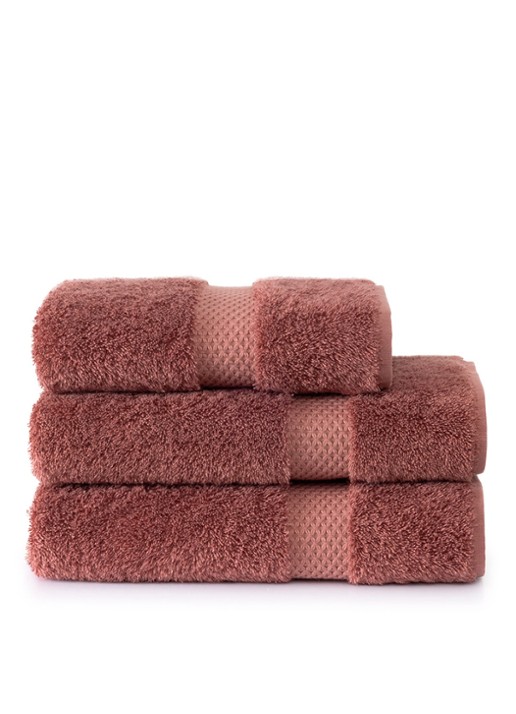 Yves Delorme Etoile badhanddoek - 700g/m2 - 70 x 140 cm - achterkant oudroze
