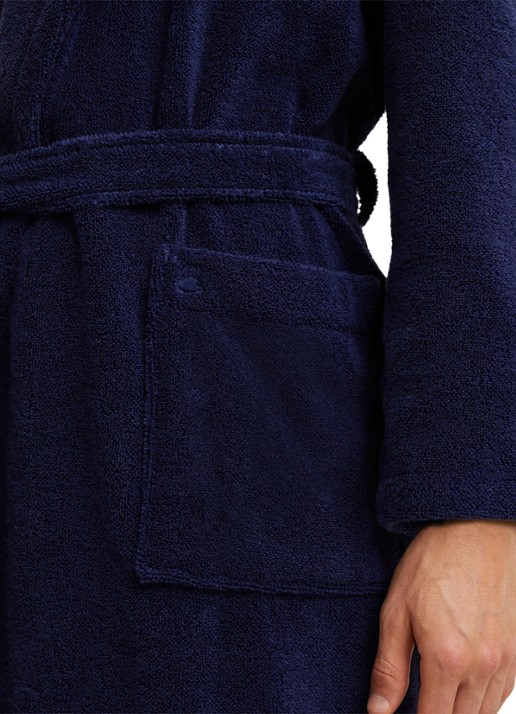 Yves Delorme Etoile badjas in katoenblend - achterkant 7 donkerblauw
