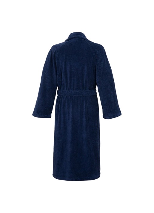 Yves Delorme Etoile badjas in katoenblend - voorkant 6 donkerblauw