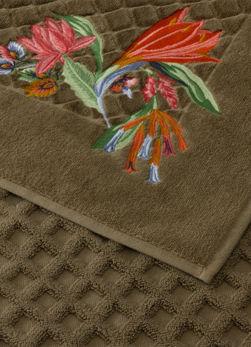 Yves Delorme Eze badmat 55 x 90 cm - voorkant 2 mosgroen