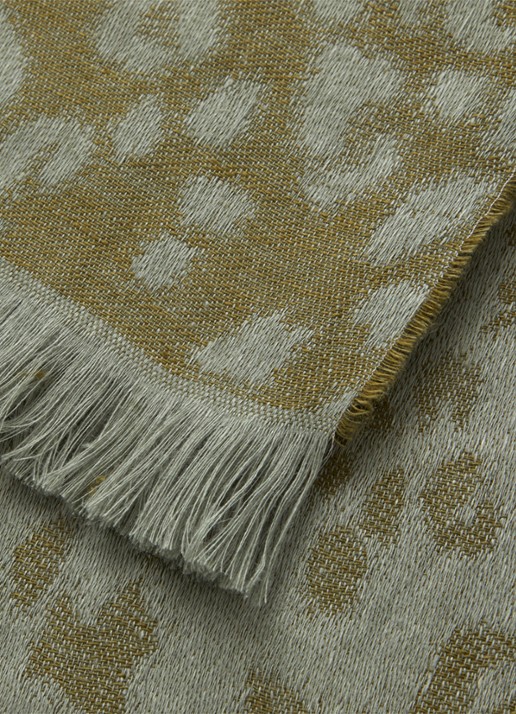Yves Delorme Fauve plaid van linnen 140 x 160 cm - voorkant 3 khaki