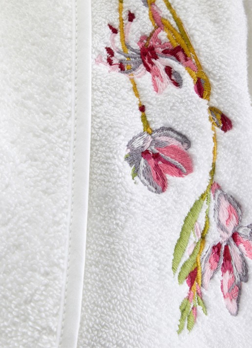 Yves Delorme Gaura badjas met borduring - detail 5 wit