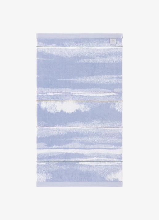 Yves Delorme Horizons badhanddoek van  katoen - 470 gr/m2 - 55 x 100 cm - voorkant 3 lichtpaars