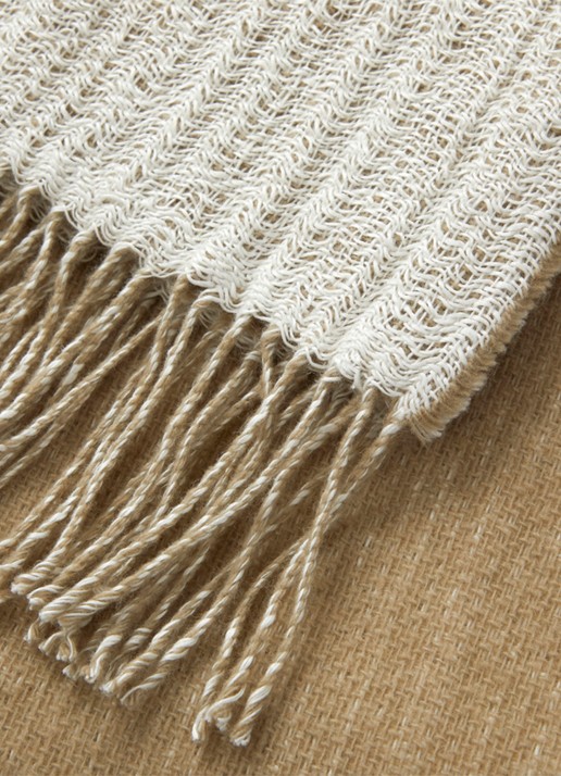 Yves Delorme Mysore plaid in wolblend 130 x 170 cm - voorkant 2 beige