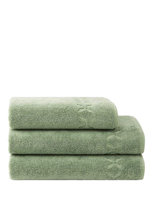 Yves Delorme Nature Amande badlaken - 550 gr/m2 - voorkant 2 lindegroen