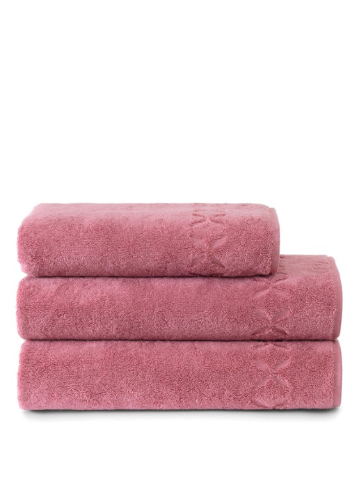 Yves Delorme Nature Amande badlaken - 550 gr/m2 - achterkant roze