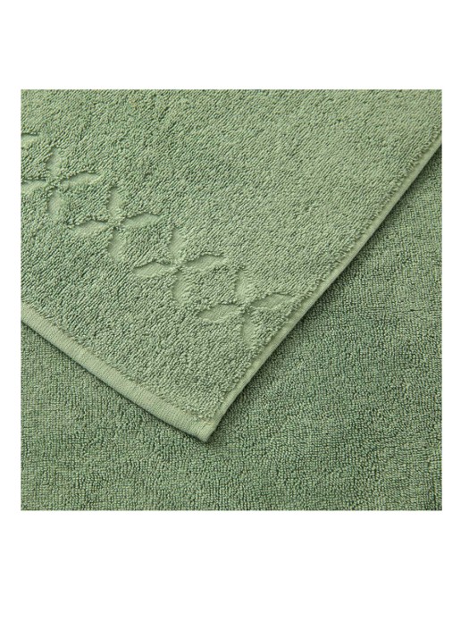 Yves Delorme Nature Amande gastendoek - 550 gr/m2 - detail groen
