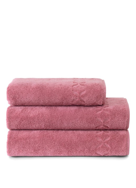 Yves Delorme Nature Amande gastendoek - 550 gr/m2 - achterkant 3 roze