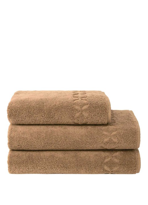 Yves Delorme Nature Amande handdoek - 550 gr/m2 - voorkant 5 camel