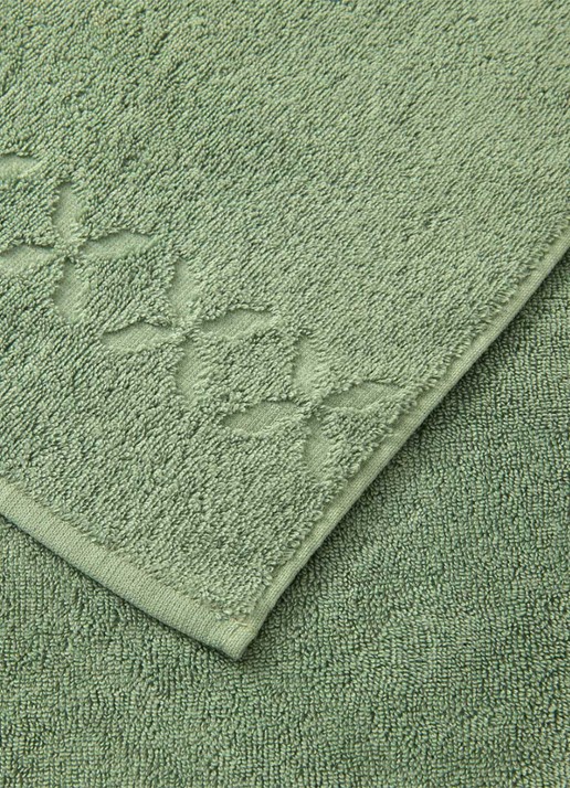 Yves Delorme Nature Amande washand - 550 gr/m2 - 33 x 33 cm - achterkant lindegroen