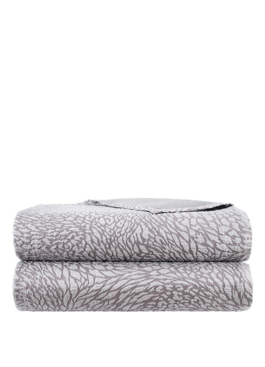 Yves Delorme Souvenir bedsprei in katoenblend - voorkant zilver