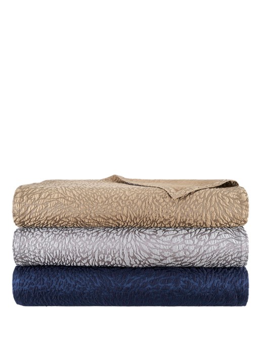 Yves Delorme Souvenir bedsprei in katoenblend - voorkant 2 zilver