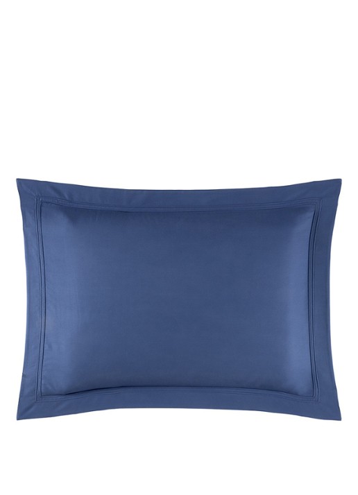 Yves Delorme Triomphe kussensloop van katoensatijn 120TC - voorkant 2 donkerblauw