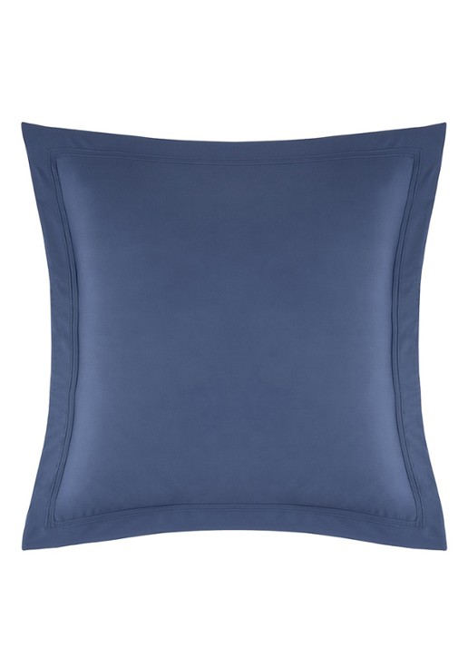 Yves Delorme Triomphe kussensloop van katoensatijn 120TC - voorkant 3 donkerblauw