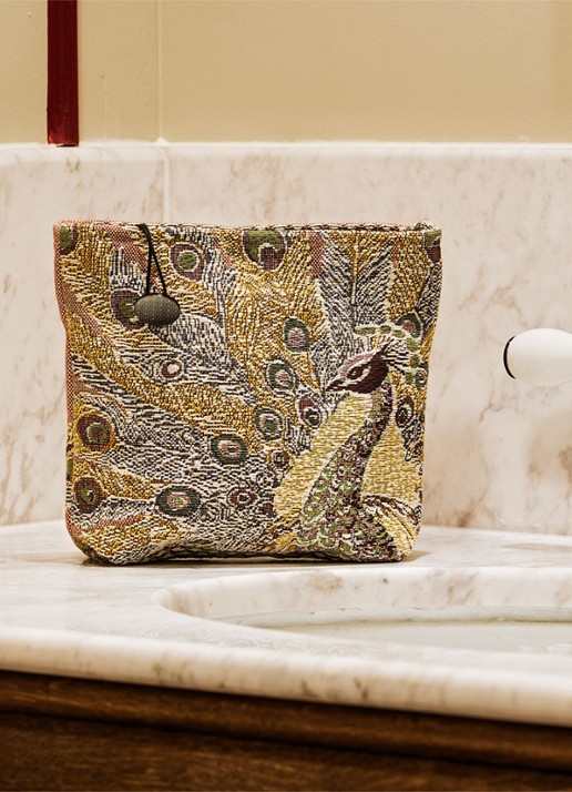 Yves Delorme Voliere toilettas met print - detail beige