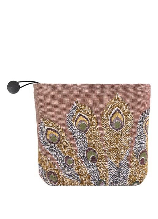 Yves Delorme Voliere toilettas met print - voorkant 3 beige