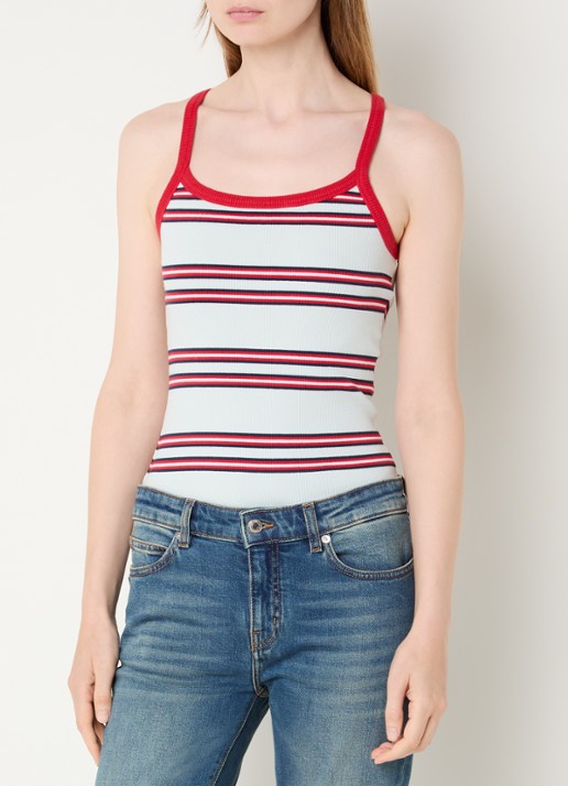 Zadig&Voltaire Albao ribgebreide tanktop met streepprint - detail blauw