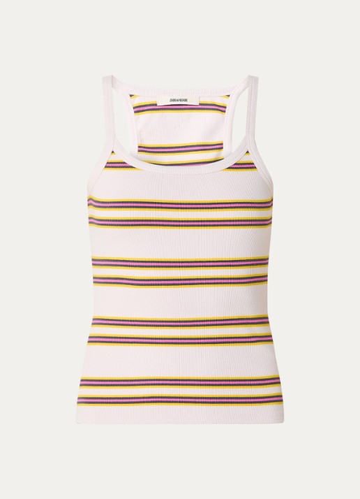 Zadig&Voltaire Albao ribgebreide tanktop met streepprint - voorkant lichtroze