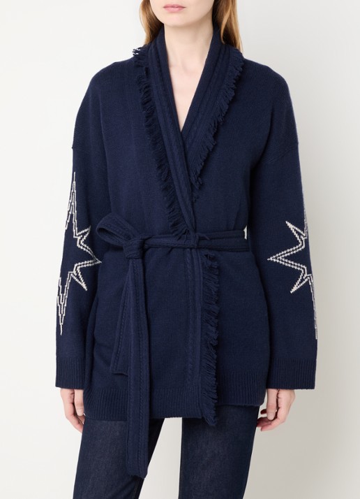Zadig&Voltaire Alpa fijngebreid vest in kasjmierblend met strikceintuur - achterkant donkerblauw