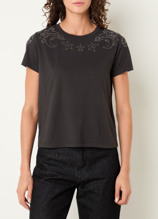 Zadig&Voltaire Alys T-shirt in linnenblend met strass