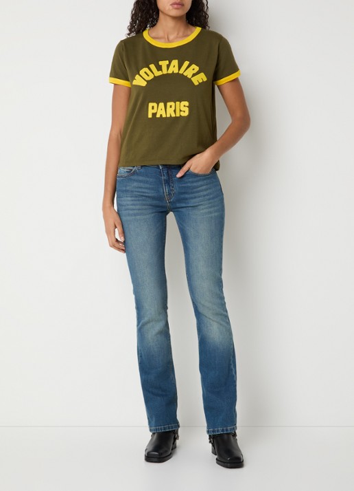 Zadig&Voltaire Alys T-shirt met logoborduring - voorkant 3 bronsgroen