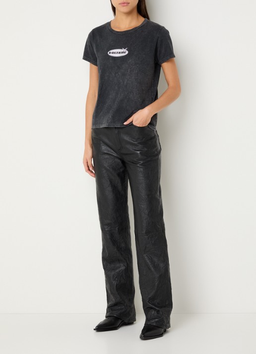 Zadig&Voltaire Alys T-shirt met logoprint en strass - voorkant 2 antraciet