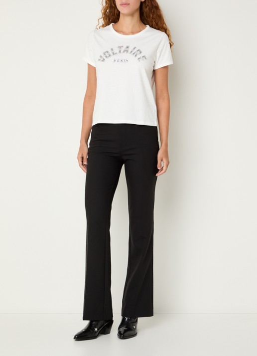 Zadig&Voltaire Alyss T-shirt met strass - voorkant 2 gebroken wit