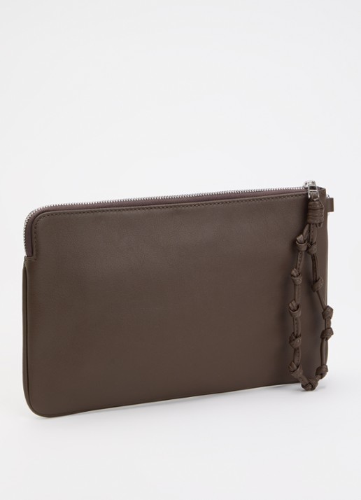 Zadig&Voltaire Angel clutch van leer met logo - achterkant bruin