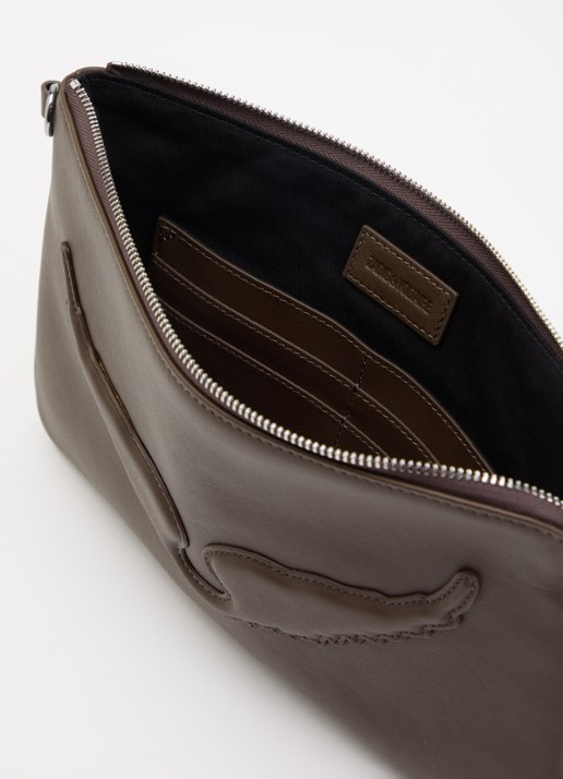 Zadig&Voltaire Angel clutch van leer met logo - detail 3 bruin