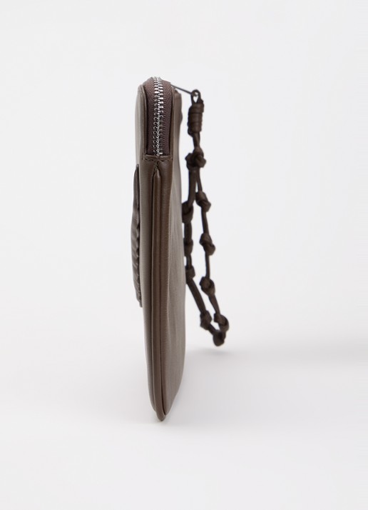 Zadig&Voltaire Angel clutch van leer met logo - detail 4 bruin