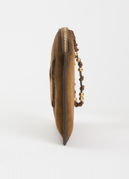 Zadig&Voltaire Angel clutch van suède - detail 3 cognac