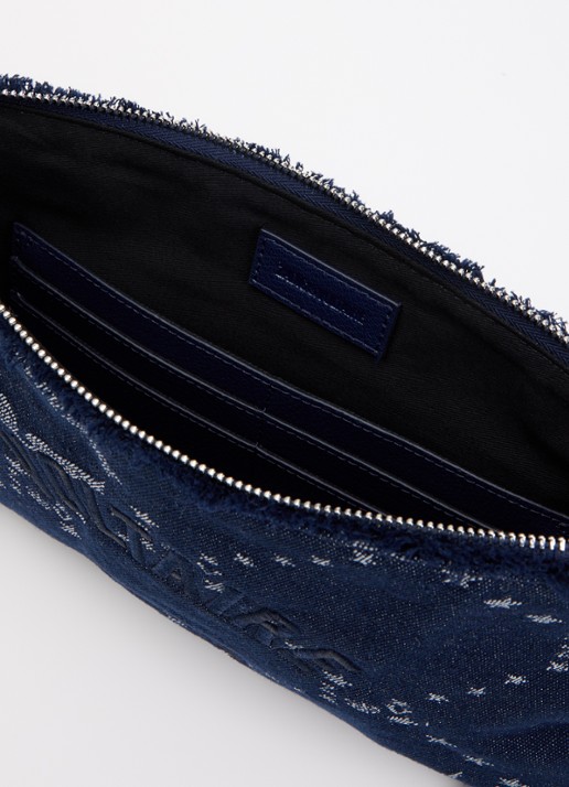 Zadig&Voltaire Angel Denim Monogram clutch met logoborduring  - detail donkerblauw