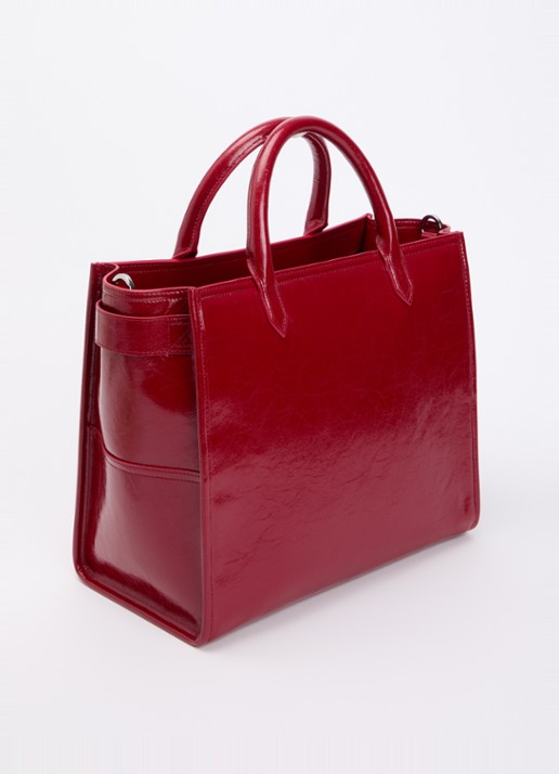 Zadig&Voltaire Angel Tote handtas van lakleer met afneembare schouderriem  - achterkant 4 kersenrood