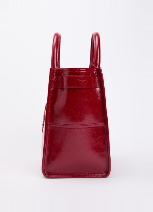 Zadig&Voltaire Angel Tote handtas van lakleer met afneembare schouderriem  - detail 2 kersenrood